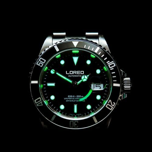 LOREO Men's Automatic Watch Sapphire Crystals 200M Waterproof | Rotating Bezel Luminous Markers and Hands Date 316L Stainless Steel Case and Bracelet Waterproof Watch