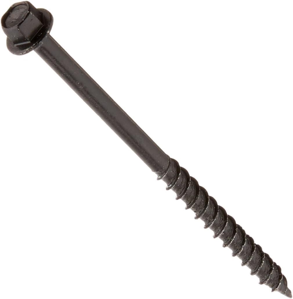 Power Pro 50 Pcs Timber-Tite Landscape Screws (1/4" x 10") | Hex Washer Head Heavy Duty Structural Wood Screws | Ceramic Coated Exterior Fasteners for Decks, Timber, Landscaping & Wood Construction