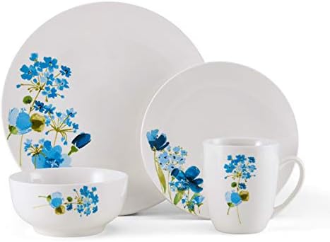 Studio Nova Kendall 16 Piece Dinnerware Set - White Porcelain Modern Tableware with Coupe Shapes & Unique Rim Design - Includes Dinner Plates Bowls