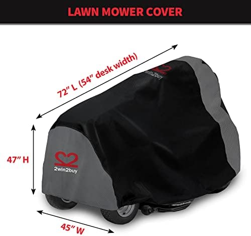 Riding Lawn Mower Cover 600D Lawnmower Covers Waterproof, up to 54" Decks | Universal Outdoor Lawn Tractor Cover Tarp All Weather Ride on Mower Covers, Heavy Duty 600D, Elastic Cord & Storage Bag