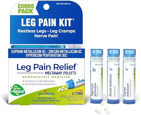 Boiron Leg Pain Relief for Relief from Restless Legs, Leg Cramps, and Shooting Pain - 3 Count (240 Pellets) | For Restless Legs, Leg Cramps