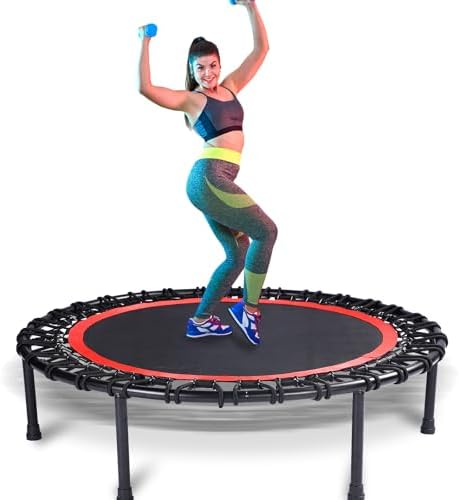 40" Mini Trampoline for Adults, Fitness Rebounder with Elastic Bands, Indoor Exercise Trampoline, Low Impact Workout Equipment for Home Gym