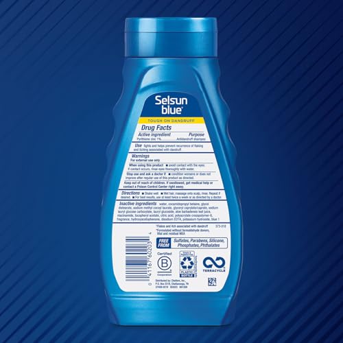 Selsun Blue Itchy Dry Scalp Anti-Dandruff Shampoo, 11 fl. oz., Extra-Hydrating Formula, Pyrithione Zinc 1%
