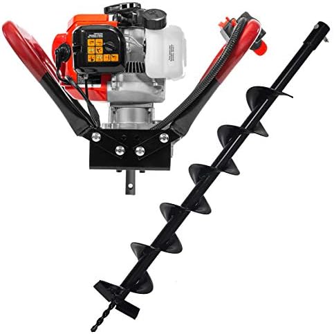 XtremepowerUS 2.3HP Post Hole Digger with 8" Auger Bit SetV-Type Gasoline 2-Stroke 55cc Auger Earth Fence Hole Digger Digging Drill for Fence, Farmland and Garden Digger