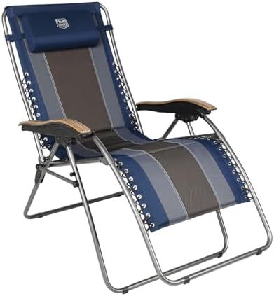 Timber Ridge Oversized Zero Gravity Chair, Padded Reclining Lounge Chair with Adjustable Headrest & Cup Holder, Heavy Duty Support 350 lbs