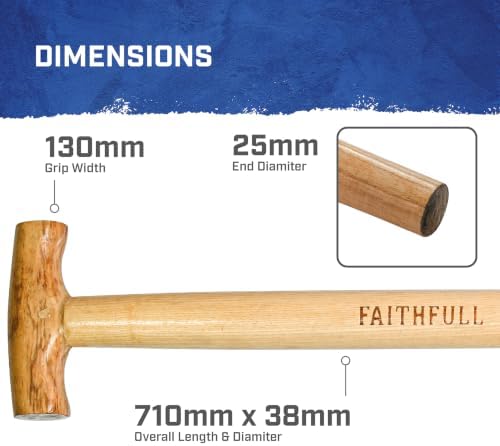 Faithfull Replacement T Handle Straight Taper for Spades, Forks & Shovels – FSC Ash Wood - 71cm (28in)