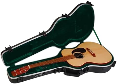 SKB Hardshell Travel Case for Martin 000 Acoustic Guitars, Molded In Bumpers for Protection, Plush Lined Interior and TSA Latches