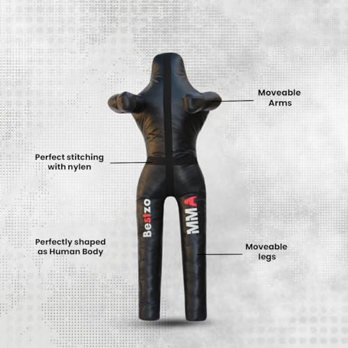 Bestzo MMA Grappling Dummy for Adult,Wrestling Dummy Jiu Jitsu, Judo Punching Bag Sparring Self Defense Training Dummy Black - Unfilled