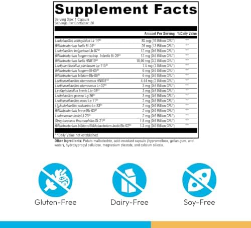 XYMOGEN ProbioMax Daily 100B - Probiotics for Digestive Health Support - Lactobacillus Acidophilus & Bifidobacterium Lactis HN019 - Vegetarian, Gluten-Free & Non-GMO - 30 Capsules