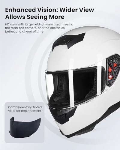 ILM Full Face Motorcycle Helmet for Motocross Street Bike DOT Certified 2 Visors Model-317(Gloss Black, L)