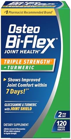 Osteo Bi-Flex Triple Strength Glucosamine Supplement with Turmeric Extract | Improve Joint Function, Antioxidant Power, 80 Coated Tablets