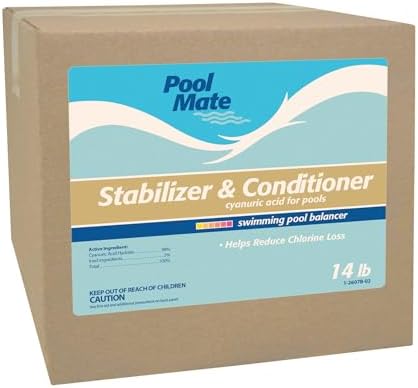 Pool Mate 4-Pounds Premium Pool Stabilizer and Conditioner | Chlorine Stabilizer, Concentrated Cyanuric Acid for Pools, Helps Chlorine Last Longer, 6oz raises CYA 10ppm per 5,000 gallons