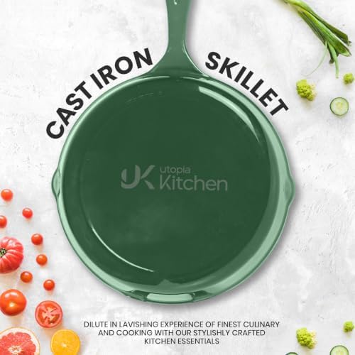 Utopia Kitchen Cast Iron Skillet Set 3 Piece 6 8 10 Inch PFAS-Free Black | Chef Pan, Even Heat Distribution, Stovetop, Campfire and Grill Safe, Large Skillet Set, Indoor Outdoor Use