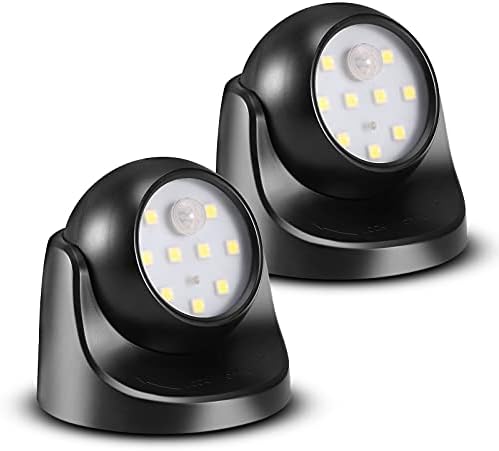6000K Battery Motion Sensor Light Outdoor Waterproof Wireless LED Battery Powered Wall Light Auto On/Off Night Light 2 Pack Cool White