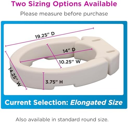 NOVA Raised Toilet Seat for Seniors & Post-Surgery Recovery – Elongated Bolt-On Under-Seat Design Uses Existing Toilet Seat & Lid, 3.5” Elevation, 300 lb Capacity, Durable Plastic, Easy Install