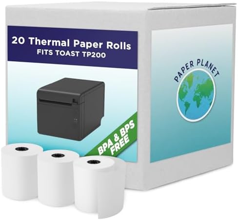 PaperPlanet Thermal Paper for Toast TP200 Printer | 20 Rolls | Thermal Receipt Paper, Compatible with Toast TP200 Printer
