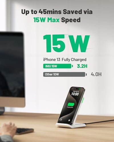 INIU Wireless Charger, 15W Fast Wireless Charging Phone Station with LED