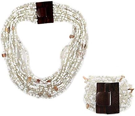 Shop LC Handmade Seed Bead Wooden Buckle Stretchable Bracelet Multi Strand Boho Layered Necklace Vintage Jewelry Gifts Sets Women