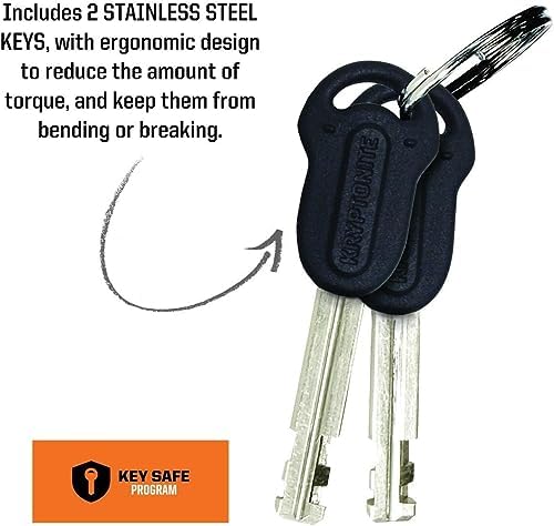 Kryptonite Kryptolok Mini-7 Bike U-Lock, 4ft Security Cable and Keys | 12.7mm hardened steel shackle, double deadbolt design, includes FlexFrame-U mounting bracket and 10mm looped steel cable