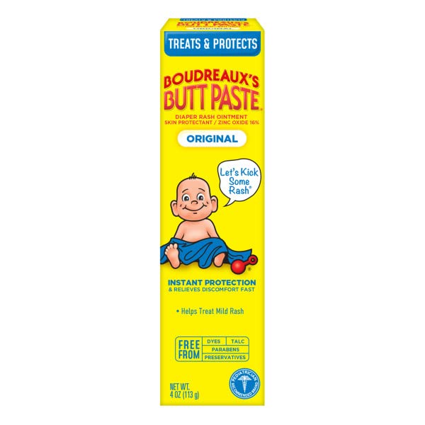 Boudreaux's Butt Paste Diaper Cream, Dermatologist-Tested Original Diaper Rash Cream for Daily Prevention and Relief, Baby Ointment, 2oz Tube