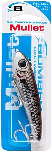 Bomber Lures Mullet Slow-Sinking Twitch / Walking Saltwater Fishing Lure - Excellent for Speckled Trout, Redfish, Stripers and More, 3 1/2 Inch, 5/8 Ounce