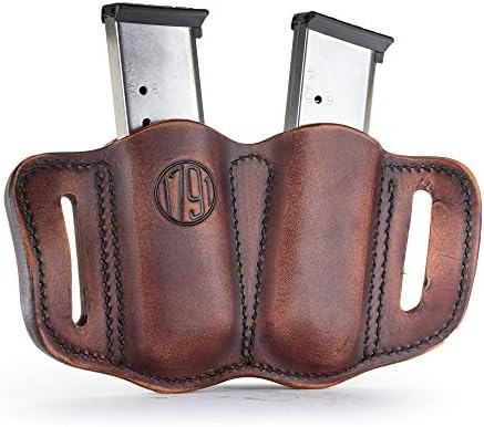 1791 Gunleather Double Mag Pouch, Single Stack 9mm, 40, 45 Magazine Holder | Double magazine pouch fits most 1911 single stack mags, handcrafted with 100% American steerhide leather