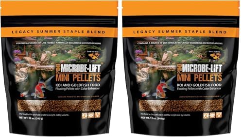 MICROBE-LIFT MLLMPSM Mini Floating Fish Food Pellets for Ponds, Water Gardens, and Fountains, for Small Live Goldfish and Koi, 12 Ounces