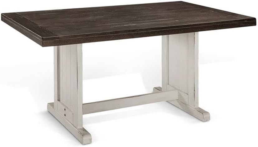 Carriage House Wood Breakfast Nook Set, Off White and Dark Brown Finish, Mahogany Base, Hidden Storage Benches, Reversible Design