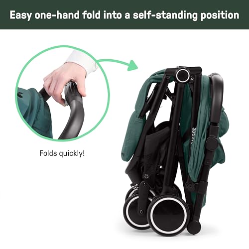 Ingenuity 3D Travelmate Pro Lightweight Travel Stroller with Fold-Away Ride-On Board for Toddlers, Airplane Overhead Bin Compatible, Car Seat Ready, One-Hand Fold