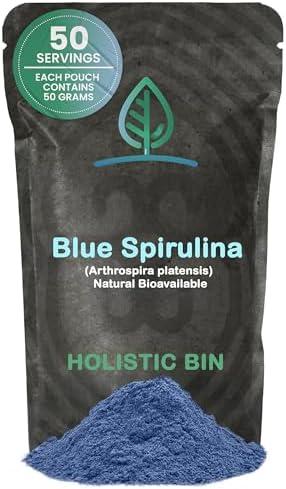 HOLISTIC BIN Blue Spirulina Powder - Organic Blue-Green Algae Supplement, Rich Source of Vegan Protein, Vitamins, & Phytonutrients