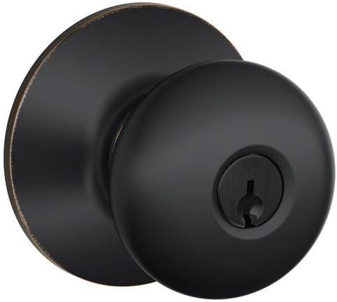 Schlage Plymouth Bed/Bath Privacy Door Knob with Lock, Satin Nickel | Interior bedroom or bathroom door knob with push button lock, Easy to install, Certified durability, Universal fit