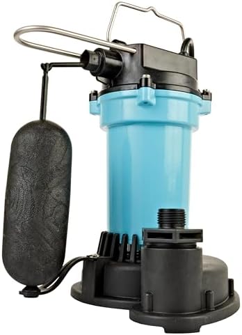 Little Giant 5.5-ASPA 115V, 1/4 HP Aluminum Automatic Sump Pump, 10' Cord | 2100 GPH, Submersible, Integral Snap Action Float Switch
