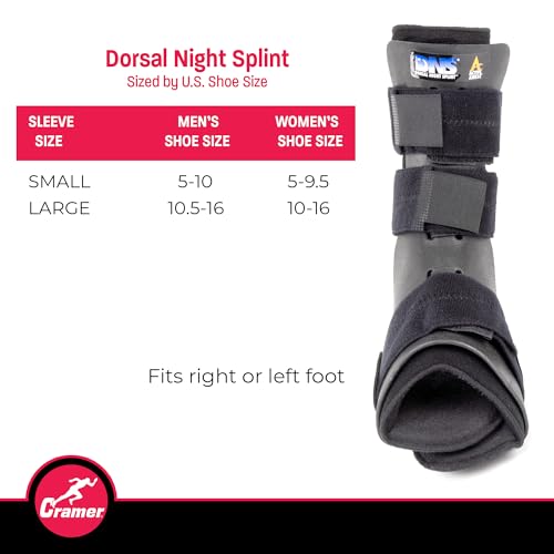 Cramer Dorsal Night Splint, Small, Foot Brace for Plantar Fasciitis Support, Lightweight Low-Profile Sleep Aid, Adjustable Arch Alignment Splint for Left or Right Foot, Slip-Resistant Fit