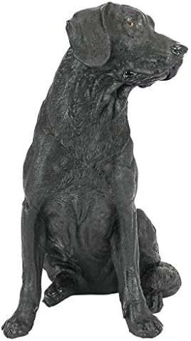 Design Toscano Labrador Retriever Dog Indoor/Outdoor Garden Statue, 9 Inch Wide, 15 Inch Tall, Cast Stone Resin, Black Painted Finish