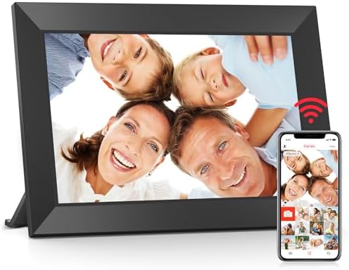 BIGASUO Digital Picture Frame, 10.1" Frameo Digital Frame WiFi with 32GB Memory, 1280x800 IPS Touch Screen