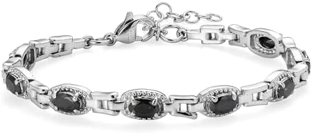 Black Cubic ZirconiaBracelet in Stainless Steel 6.50 In