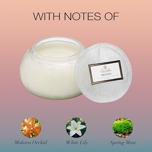 Voluspa Panjore Lychee, Glass Chawan Bowl Candle, 14 oz, 50 Hour Burn Time, Coconut Wax for Clean Burning, Handcrafted in the USA