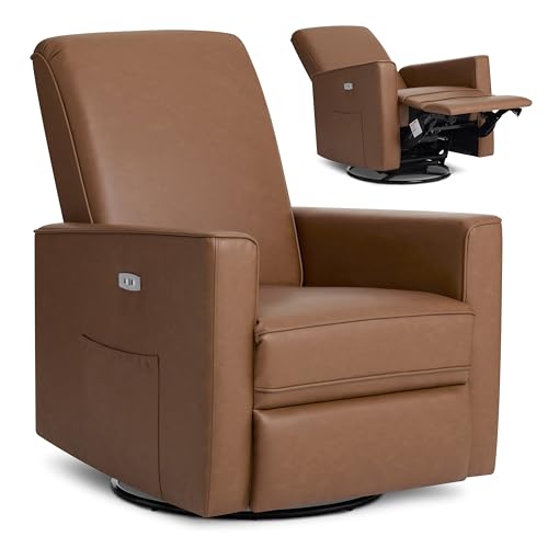 évolur Harlow Upholstered Power Glider Recliner with USB Charging – Rocking & 275° Swivel with Smooth Glide – Greenguard Gold & FSC