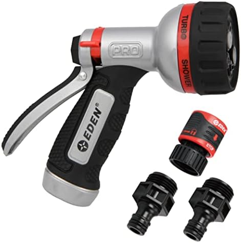 Eden Metal 7-Pattern Hose Nozzle: Thumb Control, Heavy-Duty Zinc Alloy