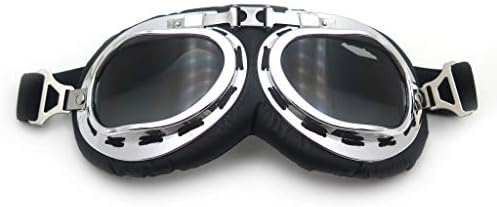 MT506-002-XL- DOT German Black Leather Motorcycle Half Face Helmet Biker Pilot Goggles XL