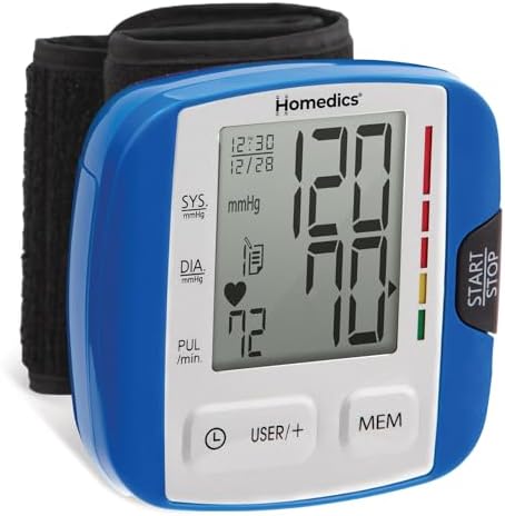 HoMedics Blood Pressure Monitor, Automatic Wrist Blood Pressure Machine with Easy One-Touch Operation, Stores up to 30 Readings for 2 Users