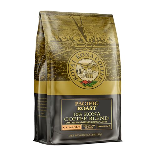 ROYAL KONA COFFEE - Medium Roast Ground Coffee, Vanilla Macadamia Flavor, 8 Ounce
