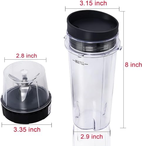 Replacement Blade Assembly Compatible with Nutri Ninja BL660 BL740 BL663 Series, 16oz Cup Only, 6-Male-Fin Base, 3.35" Bottom Diameter, Not for 7-Fin or Auto-iQ Systems