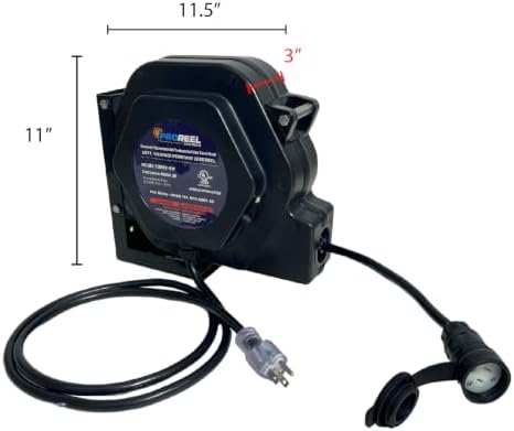 NEMA 3R Weatherproof Indoor/Outdoor 20 Ft Extension Cord Reel Alert Stamping Pro Reel 5320T-SW