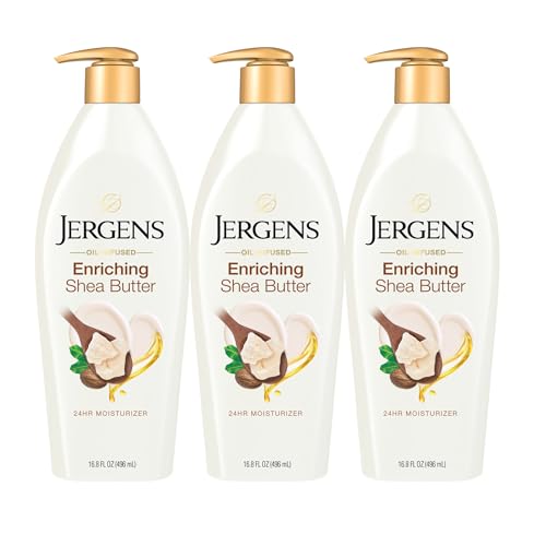 Jergens Shea Butter Body Lotion, Deep Moisturizer for Dry Skin, 26.5 fl oz | Enriching Hand and Body Lotion, Vitamin E, Extremely Dry Skin Relief, 2.5X More Radiant Skin, Deep Conditioning