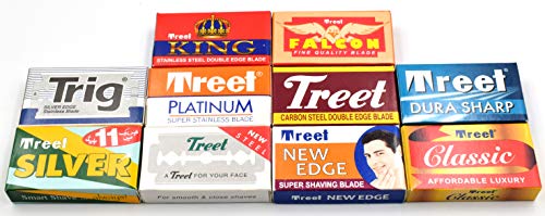 Razor Blades Club - 100 Quality Double Edge Razor Blades Sampler by Treet (10 different brands)