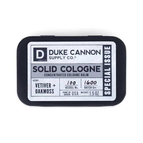 Duke Cannon Solid Cologne for Men, Bourbon Scent, Concentrated Balm, 1.5 oz | Woodsy charred oak barrel aroma inspired by classic bourbon craftsmanship
