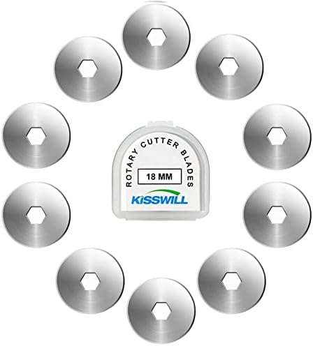 18mm Rotary Cutter Blades 10 Pack, Fits OLFA Rotary Circle Cutter Replacement for Quilting Scrapbooking Sewing Arts&Crafts, Sharp and Durable (18MM)