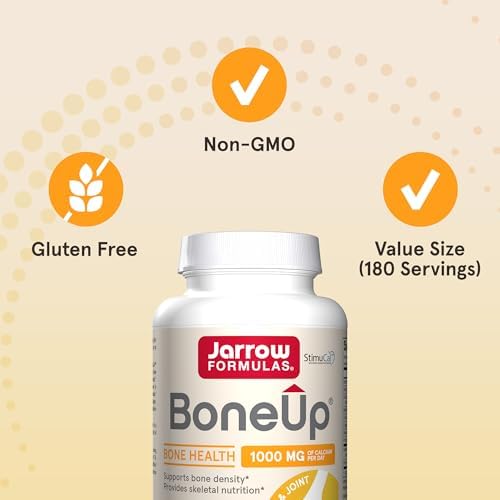 Jarrow Formulas BoneUp, 1,000mg Calcium Per Day, 240 Capsules | Bone Density Support, MCHA Calcium, Vitamins D3 & K2, Provides Skeletal Nutrition, Strong Bone Support, 40 Day Supply