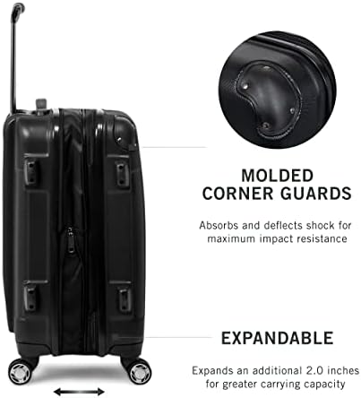 Kenneth Cole REACTION Renegade Luggage Expandable 8-Wheel Spinner Lightweight Hardside Suitcase, Champagne, 20-Inch Carry On